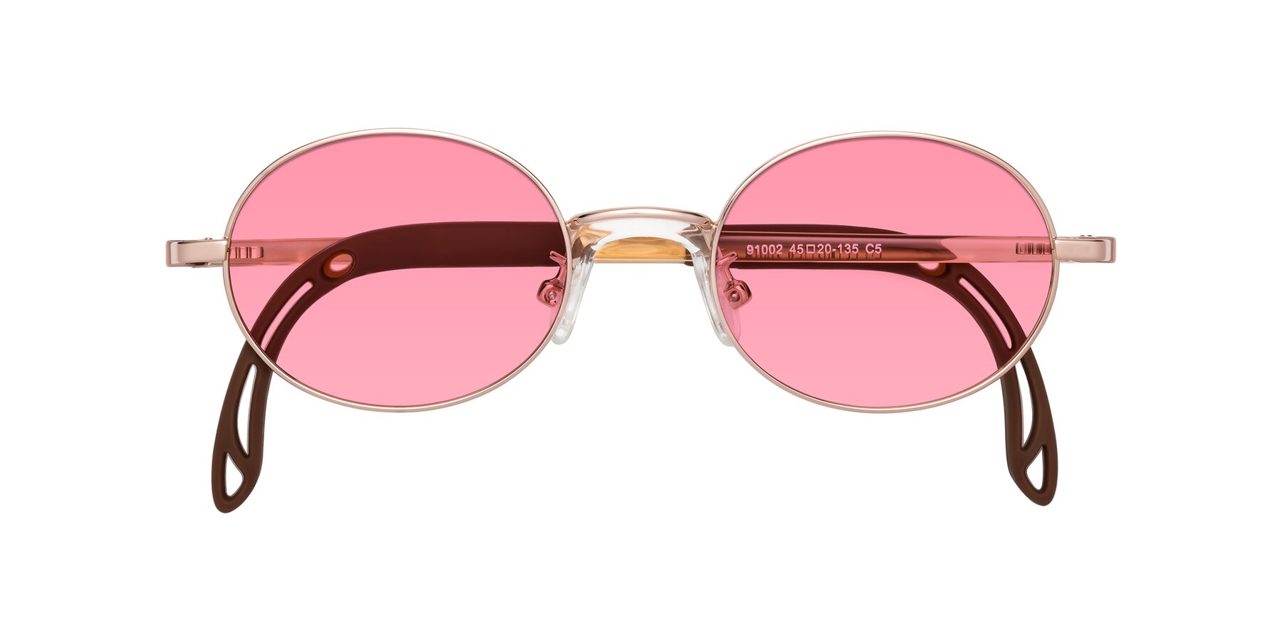 Folded Front of Pesci in Professor Gold with Pink Tinted Lenses