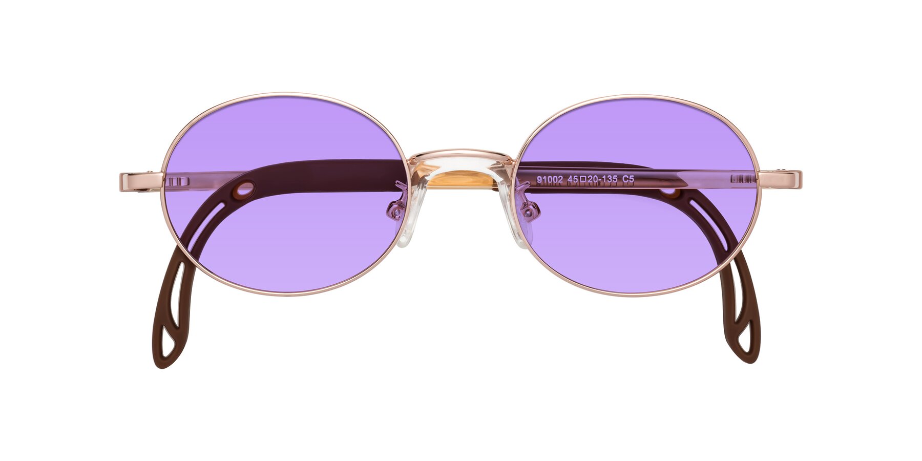 Folded Front of Pesci in Professor Gold with Medium Purple Tinted Lenses