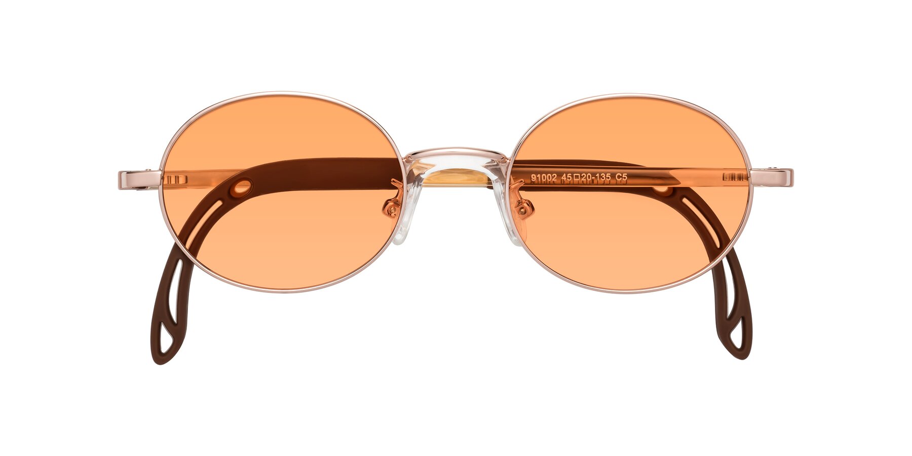 Folded Front of Pesci in Professor Gold with Medium Orange Tinted Lenses