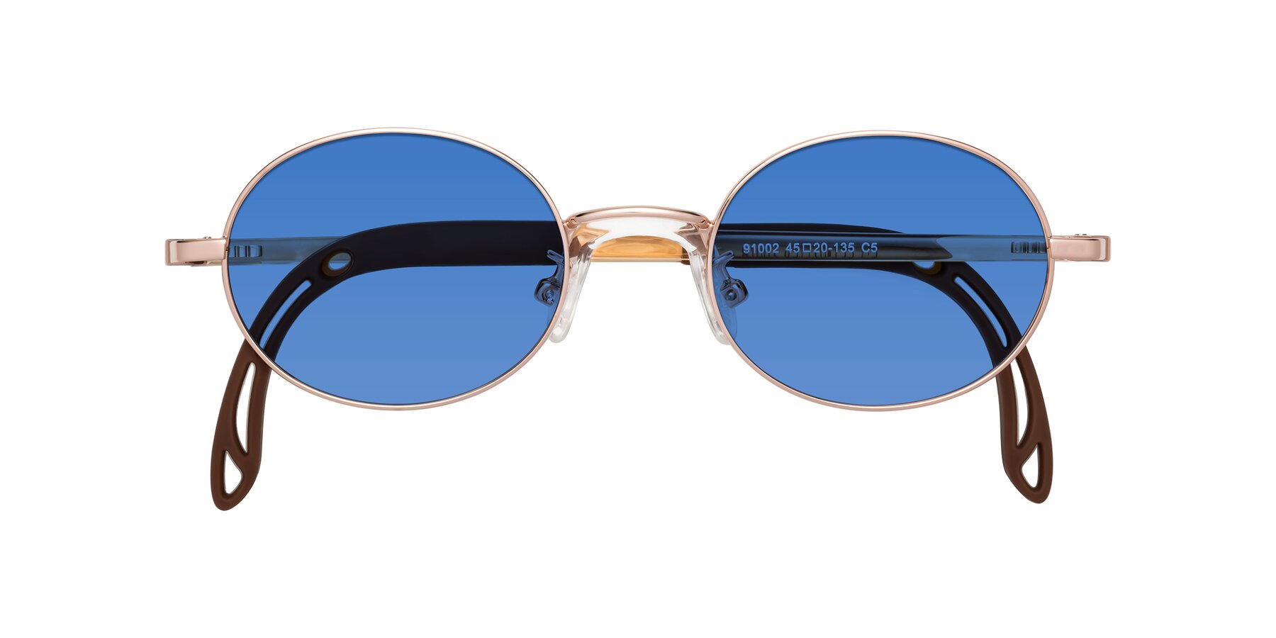 Folded Front of Pesci in Professor Gold with Blue Tinted Lenses