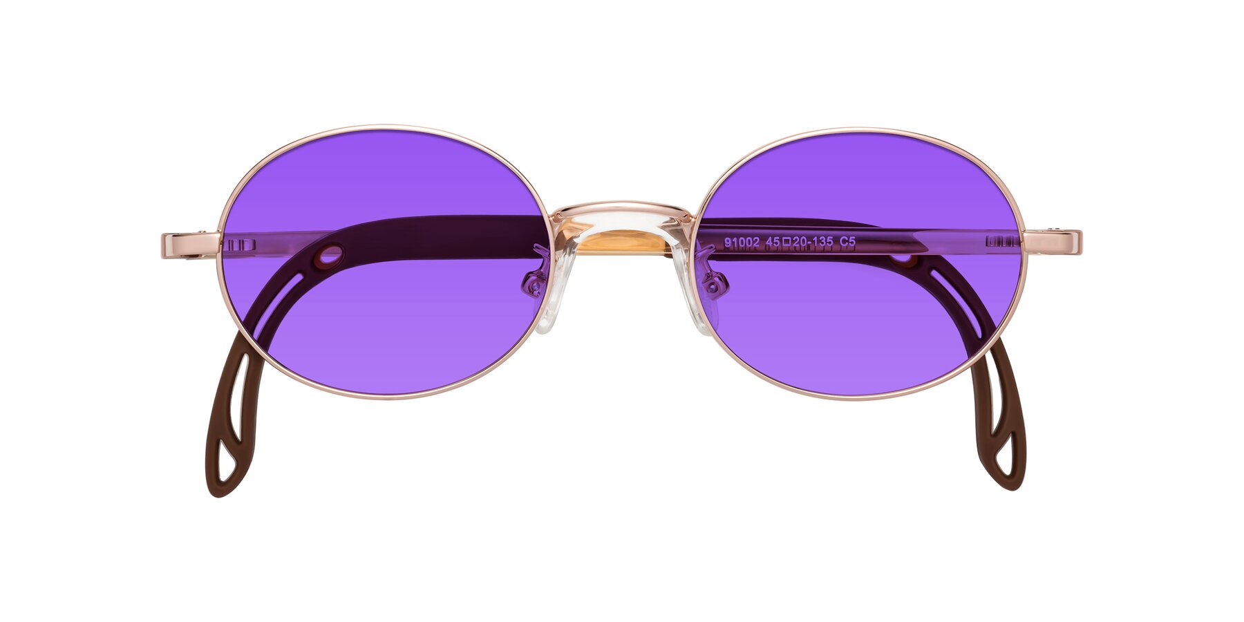 Folded Front of Pesci in Professor Gold with Purple Tinted Lenses