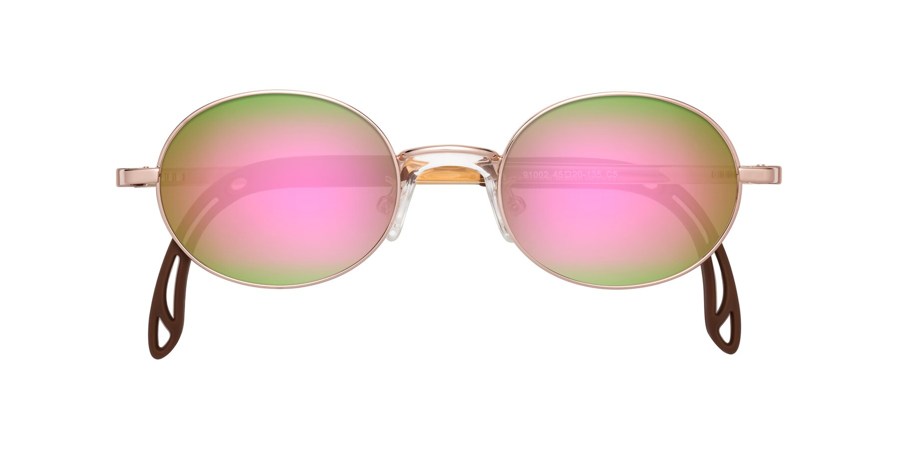 Folded Front of Pesci in Professor Gold with Pink Mirrored Lenses