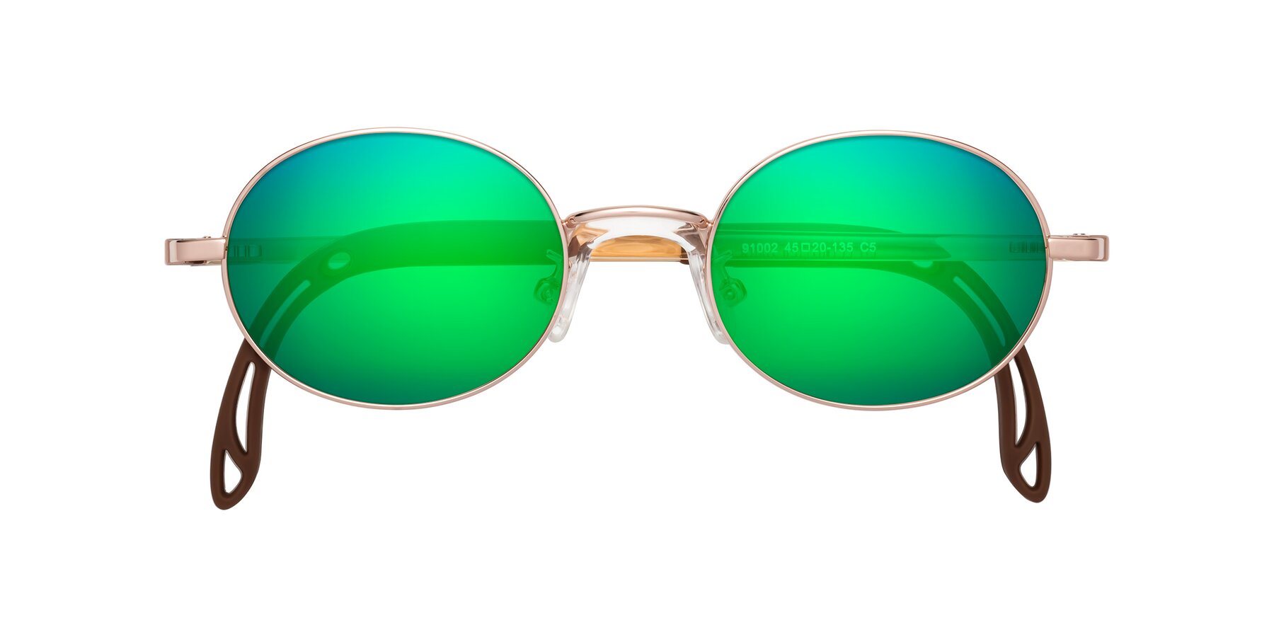 Folded Front of Pesci in Professor Gold with Green Mirrored Lenses