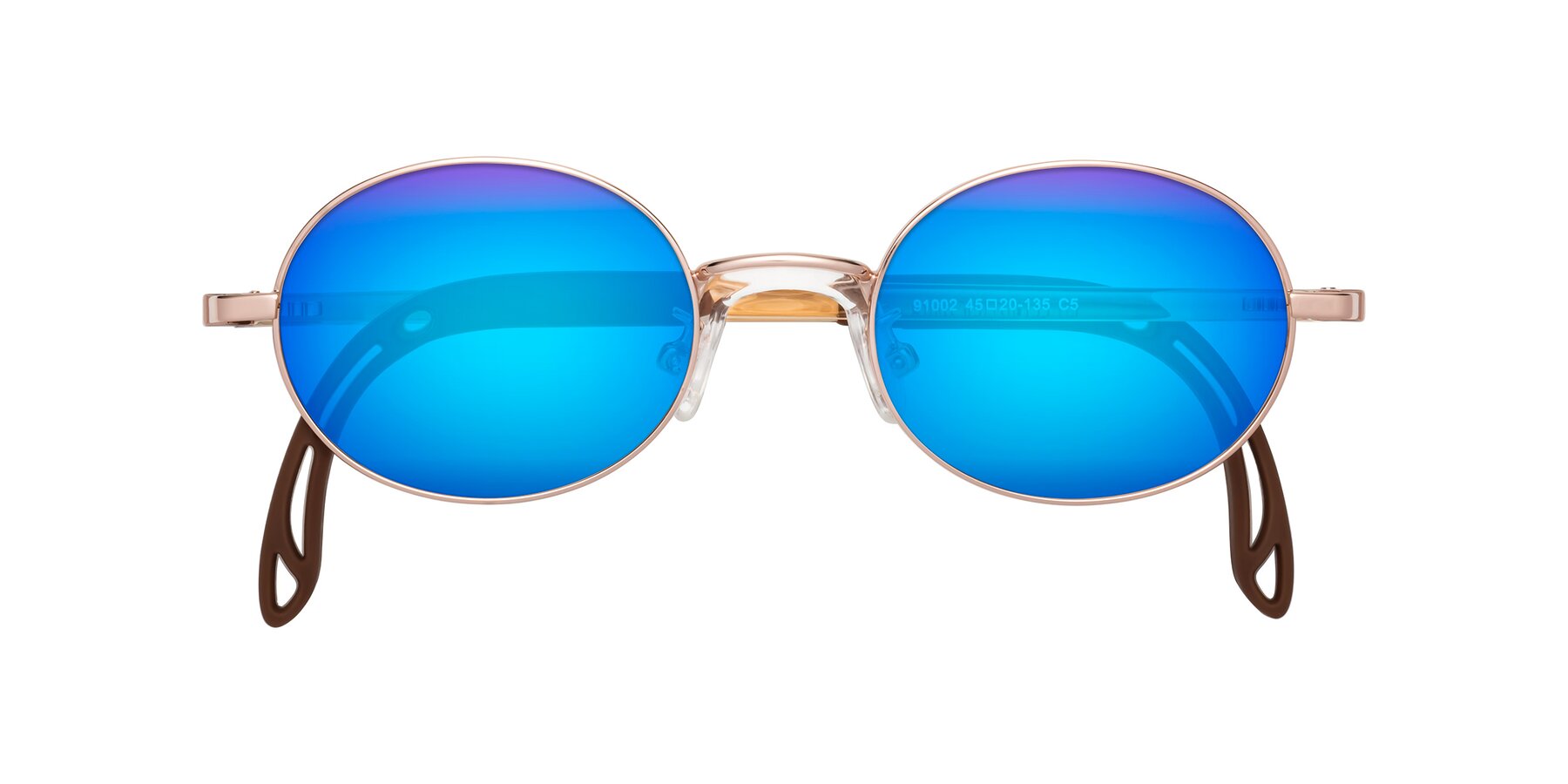 Folded Front of Pesci in Professor Gold with Blue Mirrored Lenses