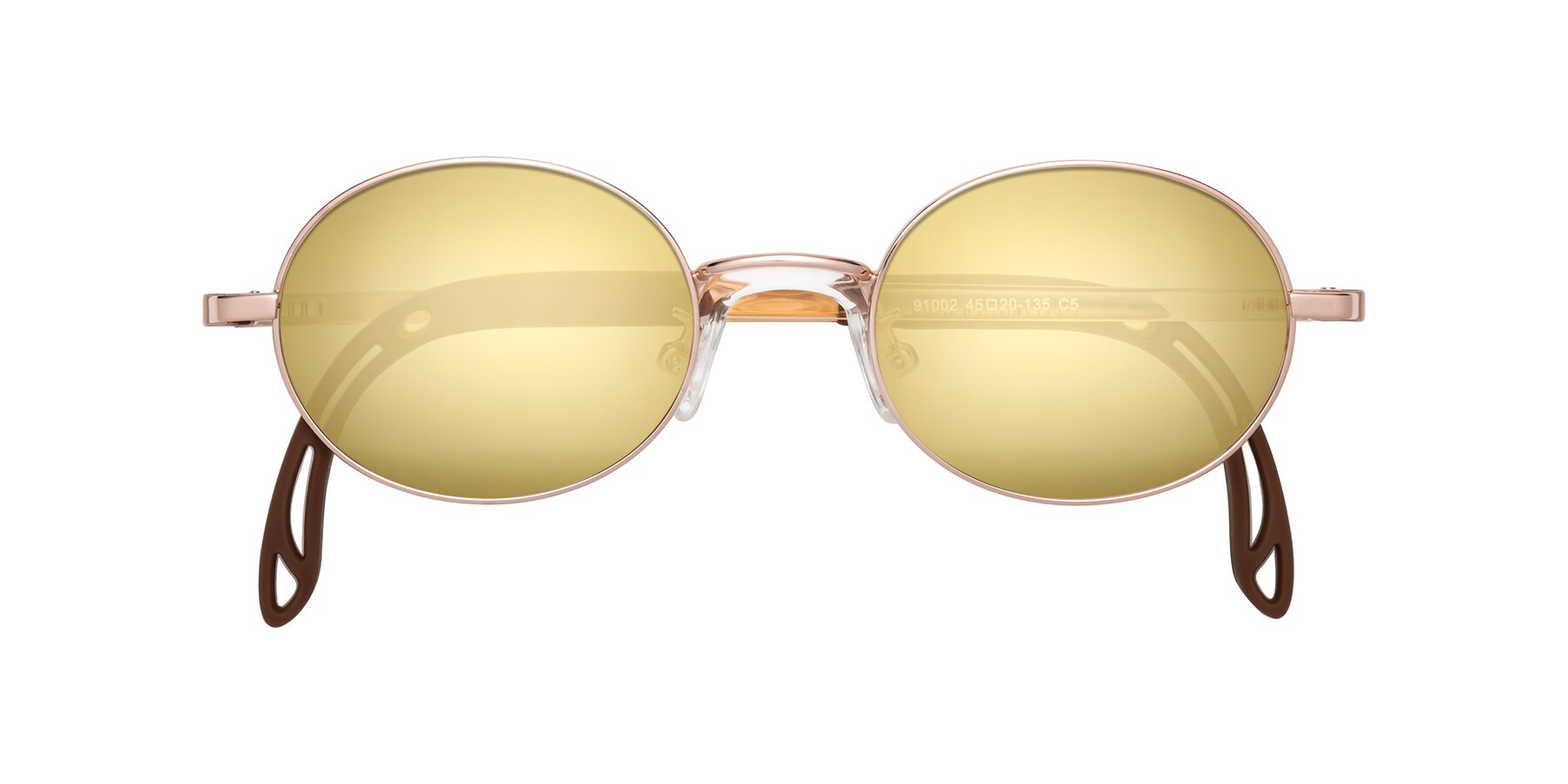 Folded Front of Pesci in Professor Gold with Gold Mirrored Lenses