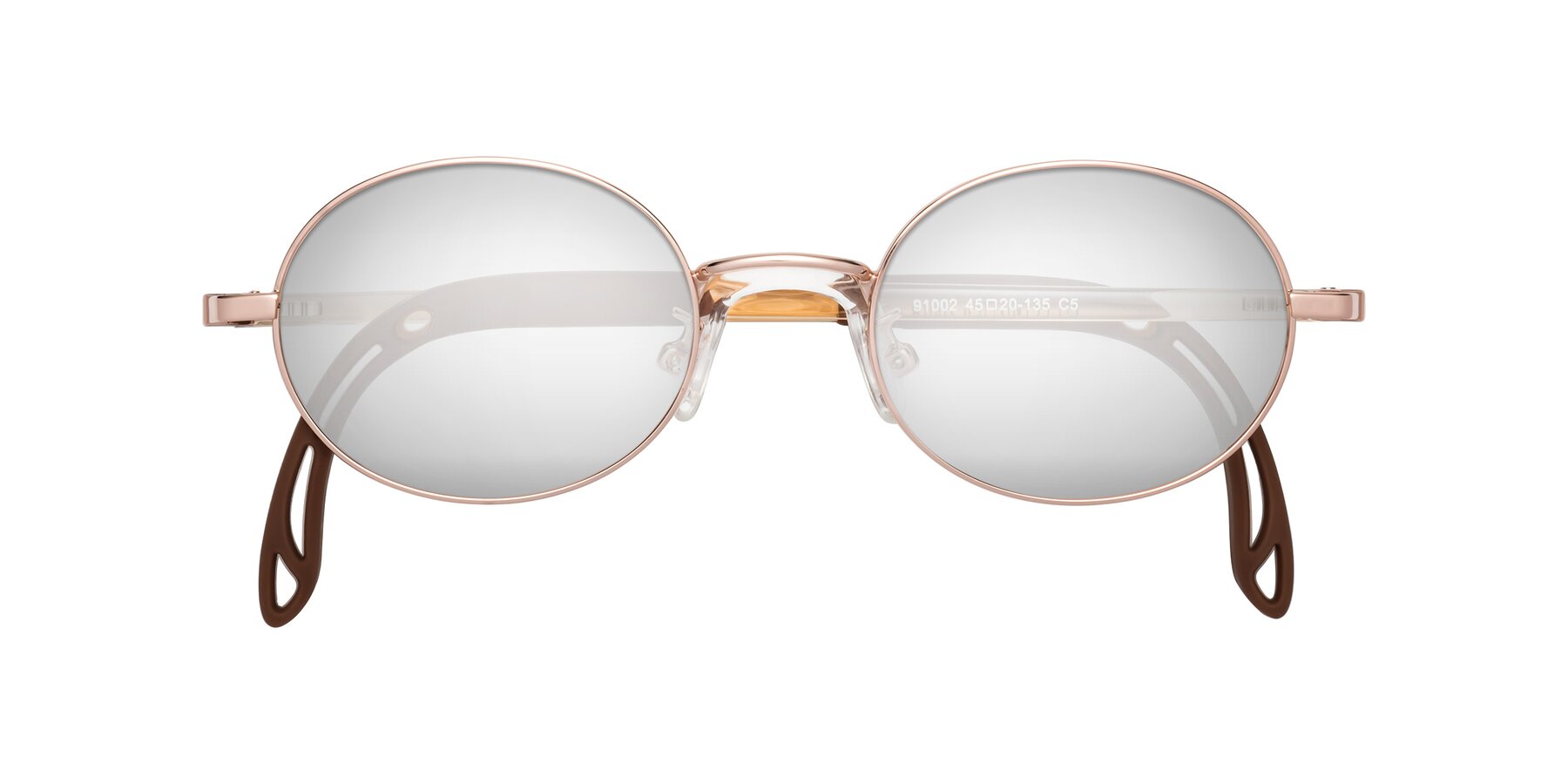 Folded Front of Pesci in Professor Gold with Silver Mirrored Lenses