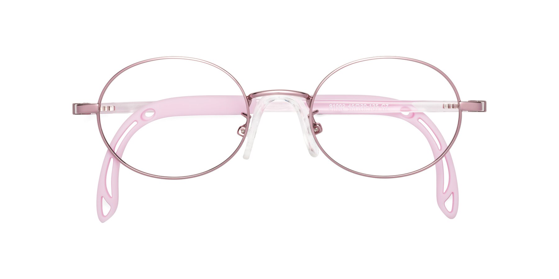 Folded Front of Pesci in Artist Pink with Clear Eyeglass Lenses