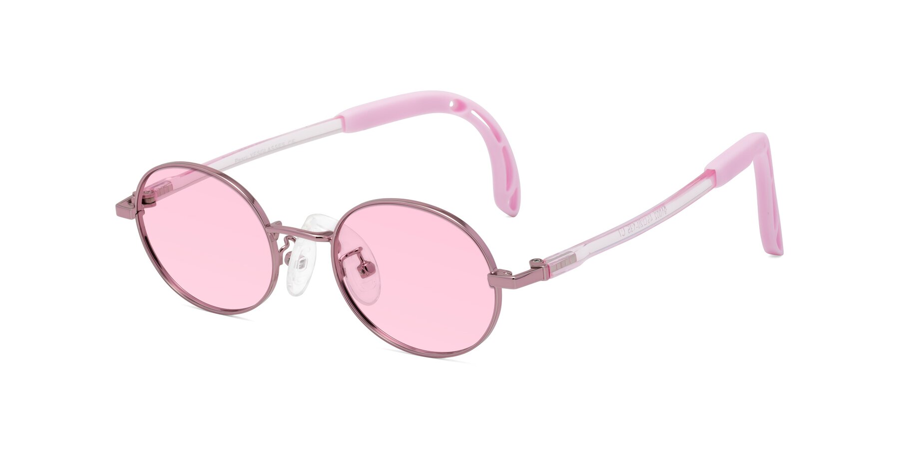 Angle of Pesci in Artist Pink with Light Pink Tinted Lenses