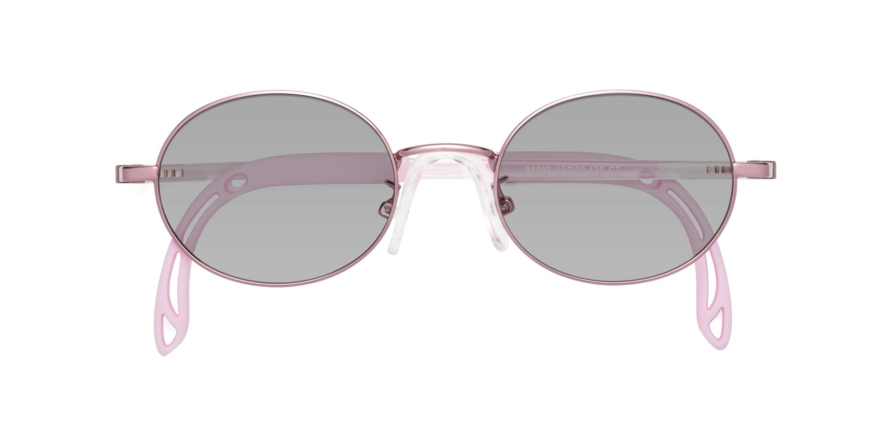 Folded Front of Pesci in Artist Pink with Light Gray Tinted Lenses