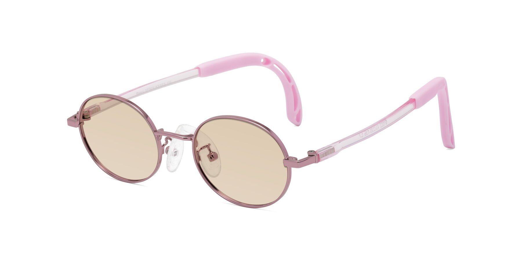 Angle of Pesci in Artist Pink with Light Brown Tinted Lenses