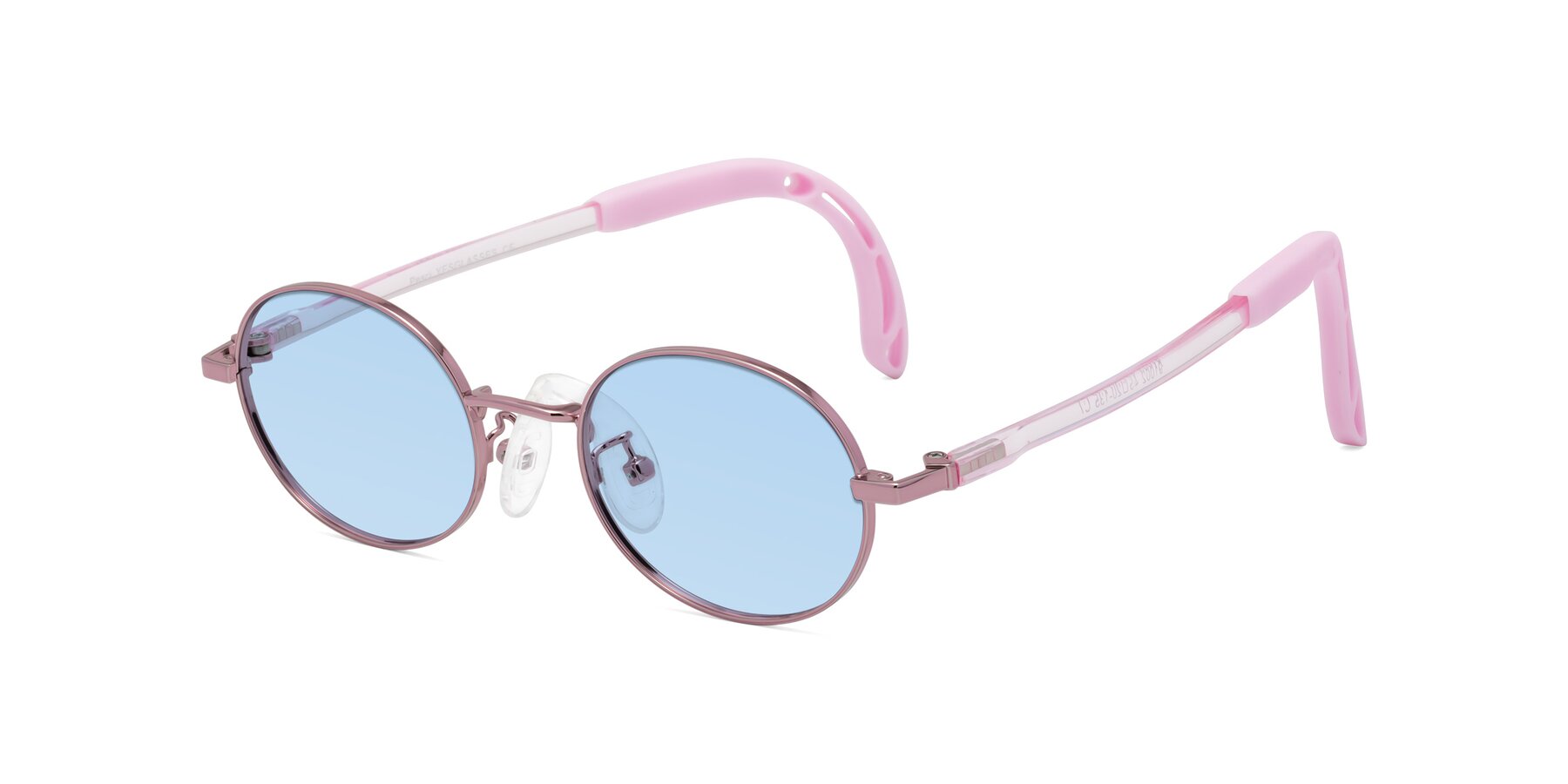 Angle of Pesci in Artist Pink with Light Blue Tinted Lenses