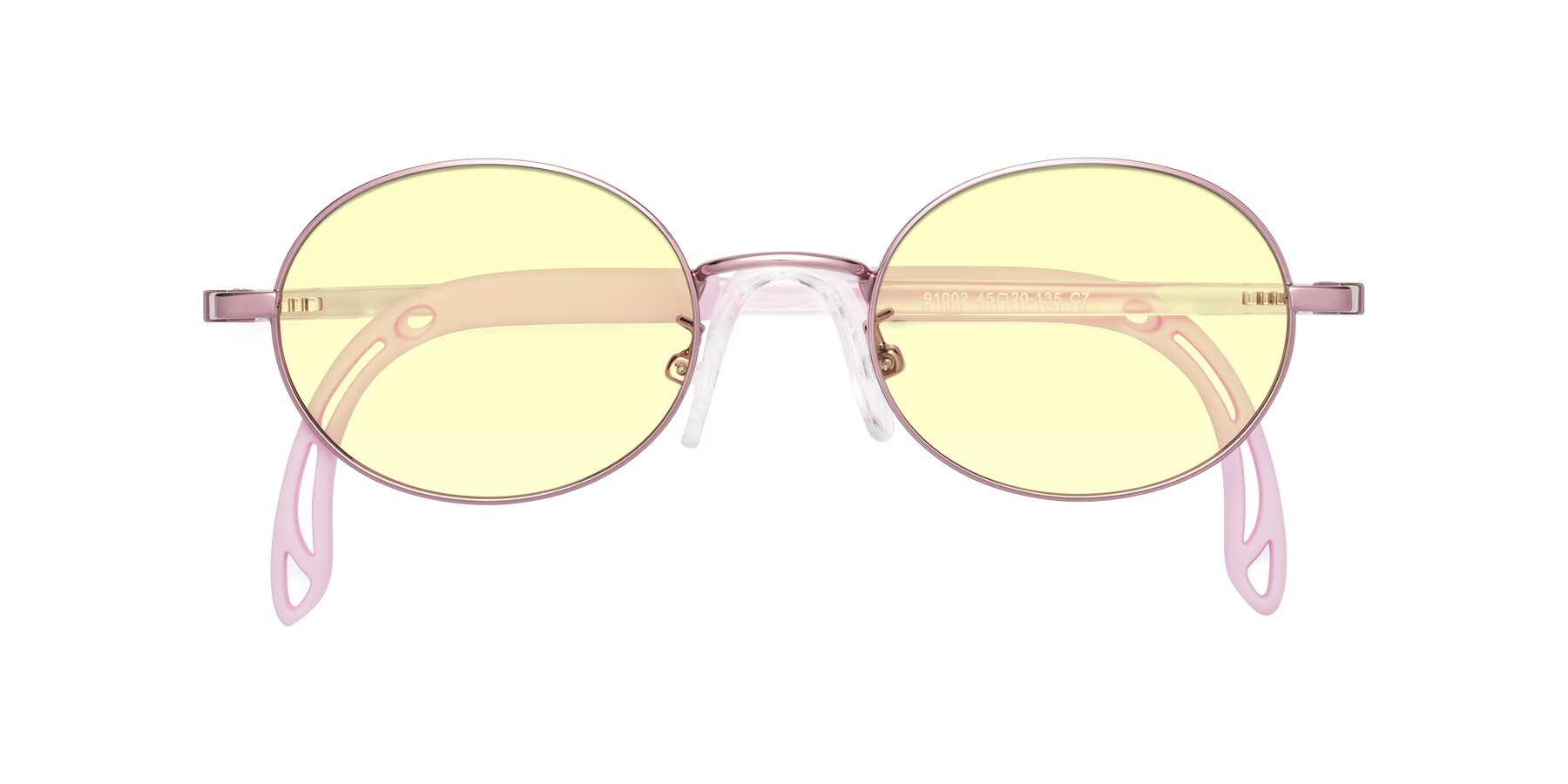 Folded Front of Pesci in Artist Pink with Light Yellow Tinted Lenses