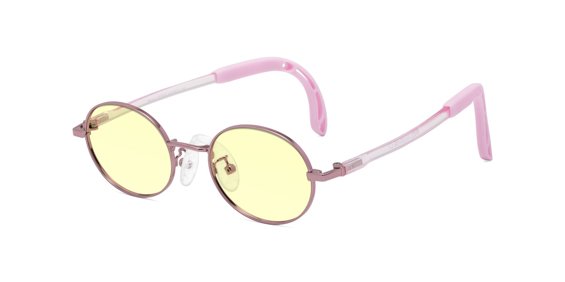 Angle of Pesci in Artist Pink with Light Yellow Tinted Lenses