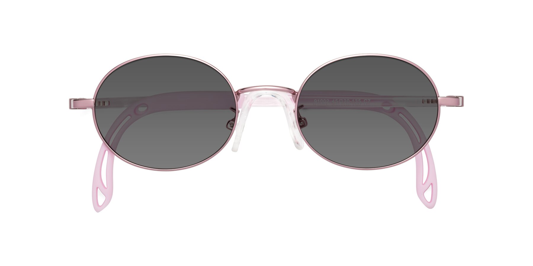 Folded Front of Pesci in Artist Pink with Medium Gray Tinted Lenses