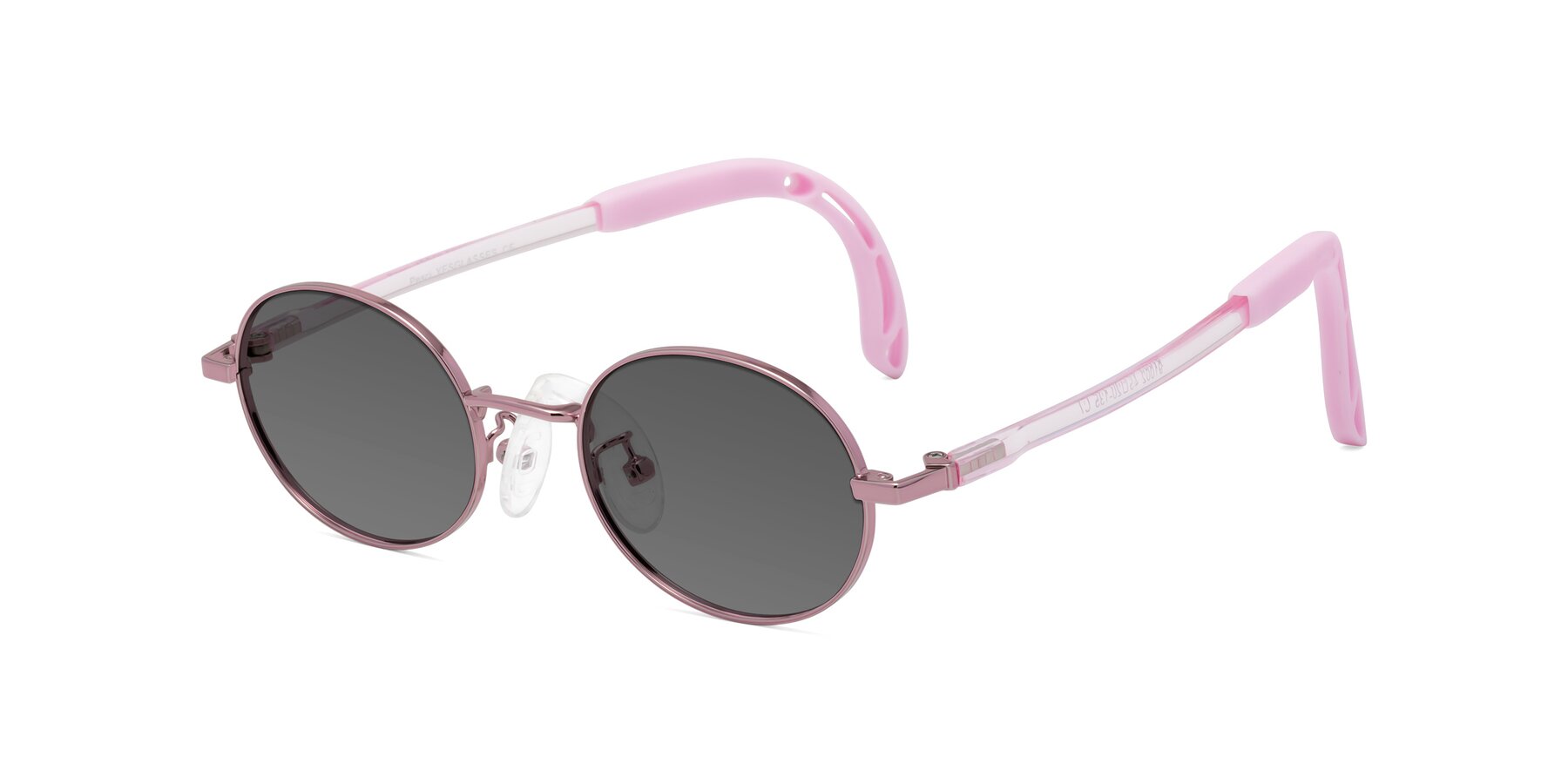 Angle of Pesci in Artist Pink with Medium Gray Tinted Lenses