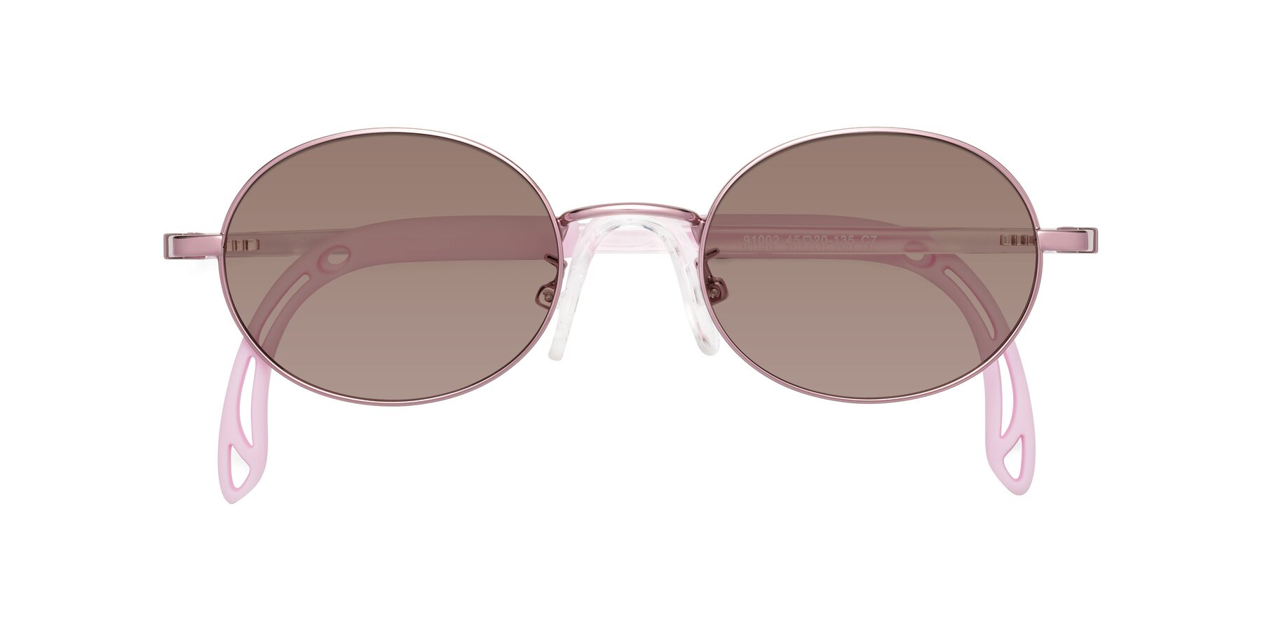 Folded Front of Pesci in Artist Pink with Medium Brown Tinted Lenses