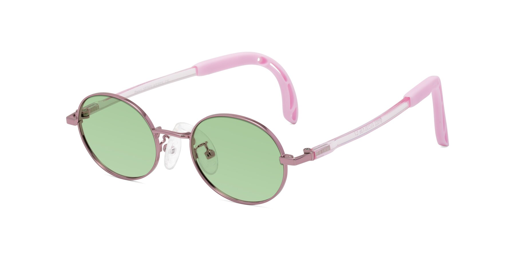 Angle of Pesci in Artist Pink with Medium Green Tinted Lenses