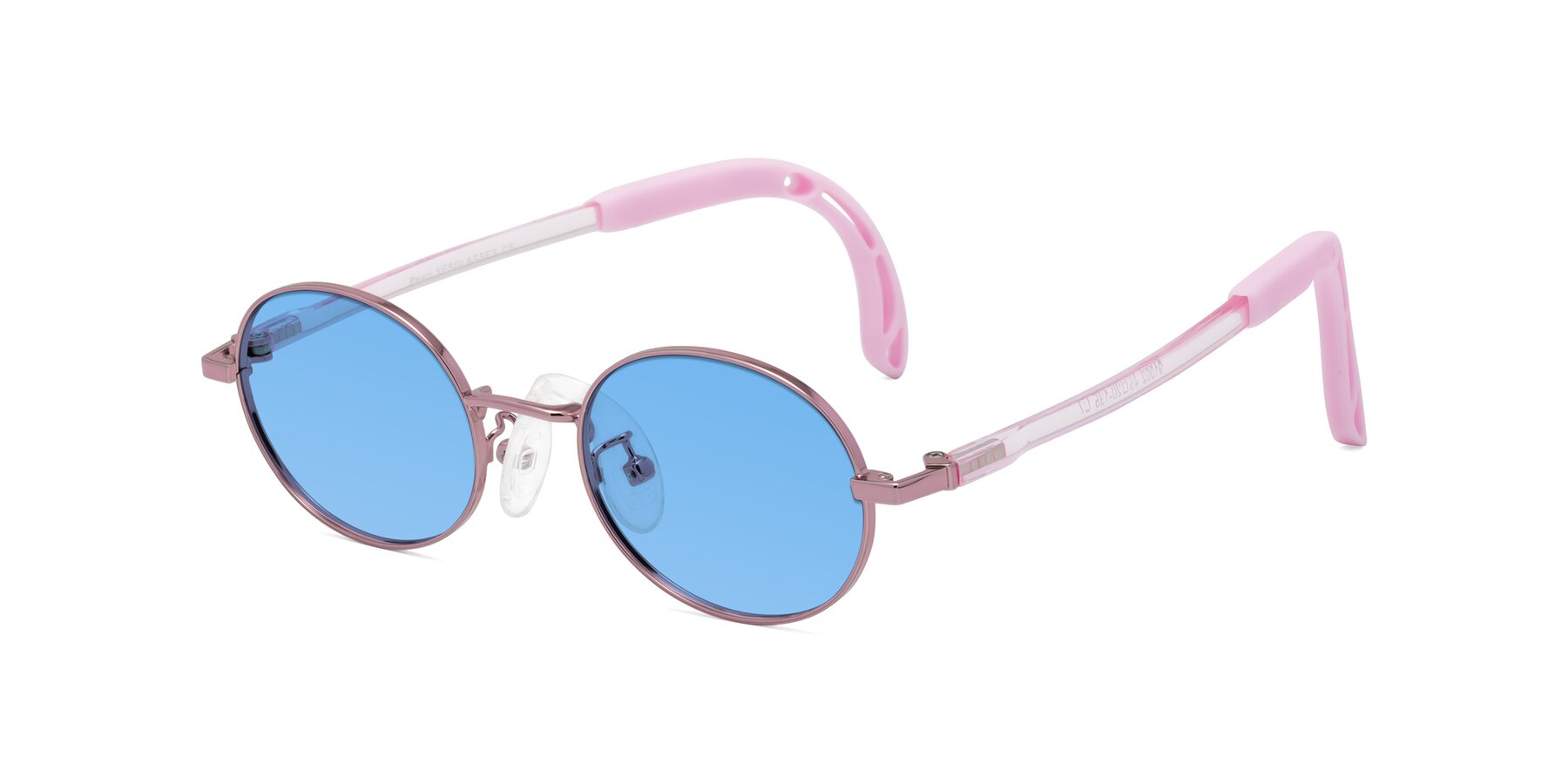 Angle of Pesci in Artist Pink with Medium Blue Tinted Lenses