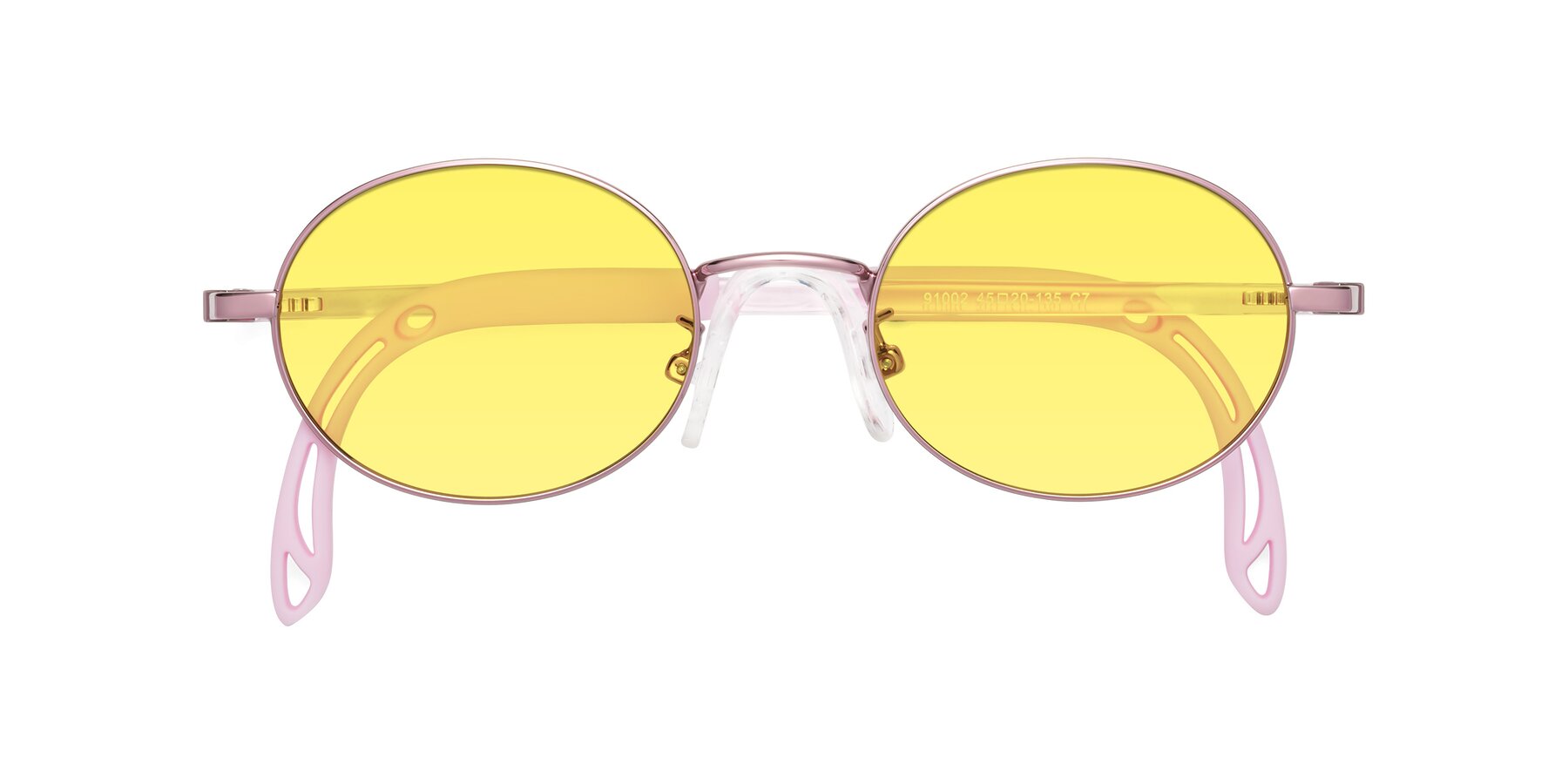 Folded Front of Pesci in Artist Pink with Medium Yellow Tinted Lenses