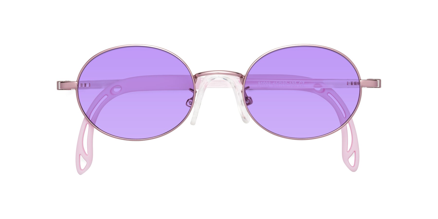 Folded Front of Pesci in Artist Pink with Medium Purple Tinted Lenses