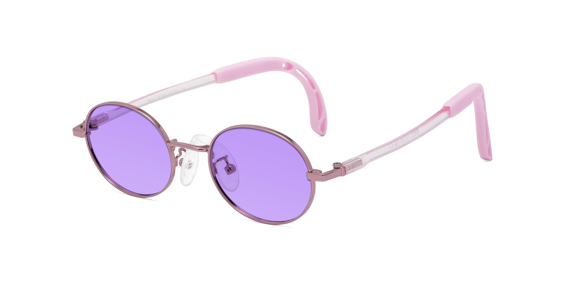 Angle of Pesci in Artist Pink with Medium Purple Tinted Lenses