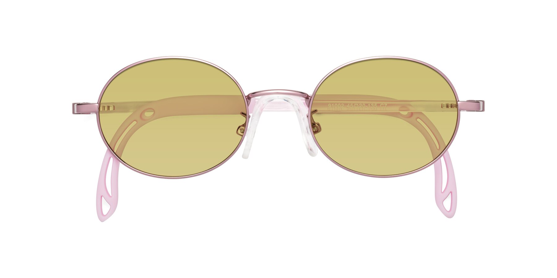 Folded Front of Pesci in Artist Pink with Medium Champagne Tinted Lenses