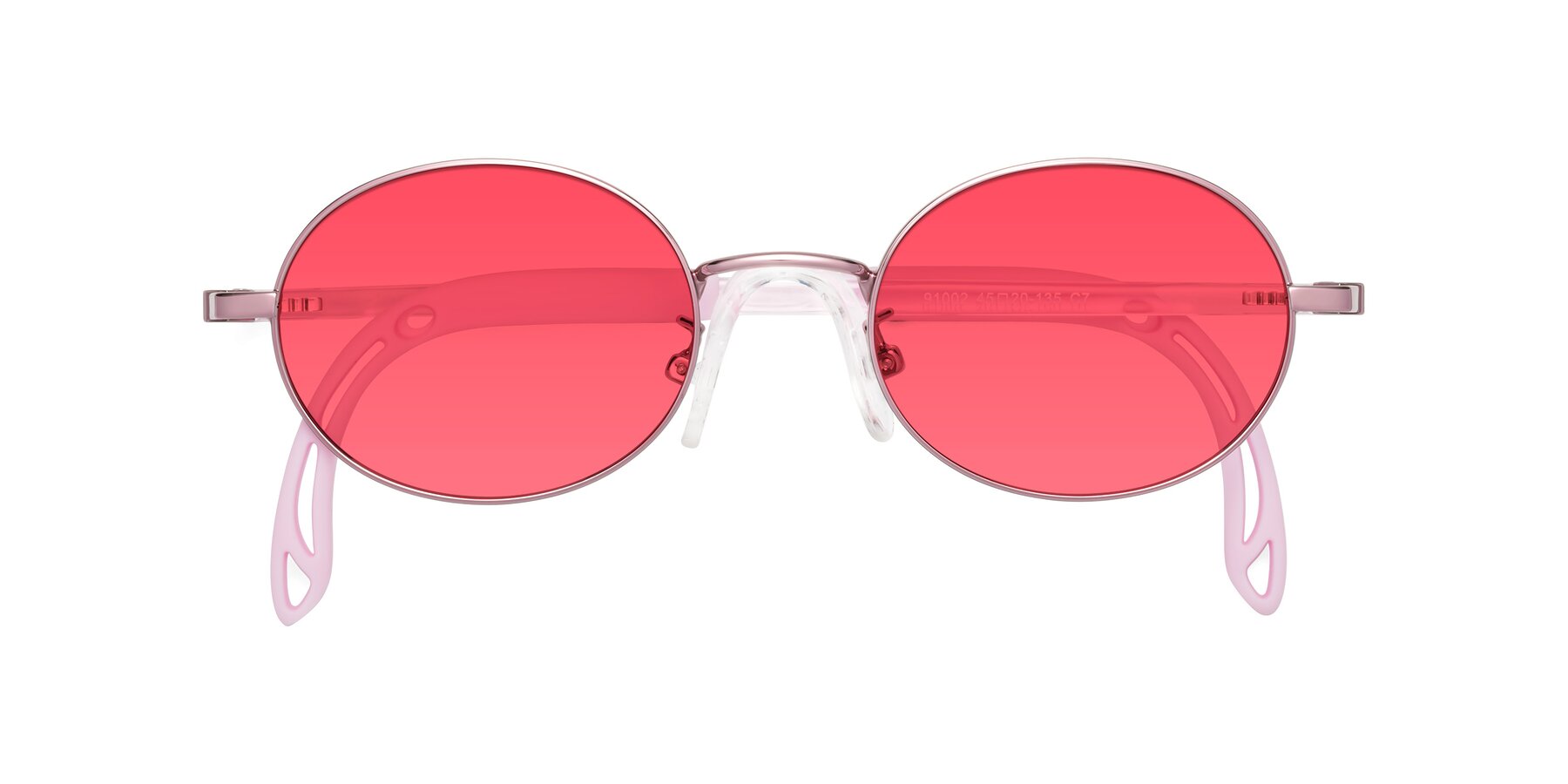 Folded Front of Pesci in Artist Pink with Red Tinted Lenses