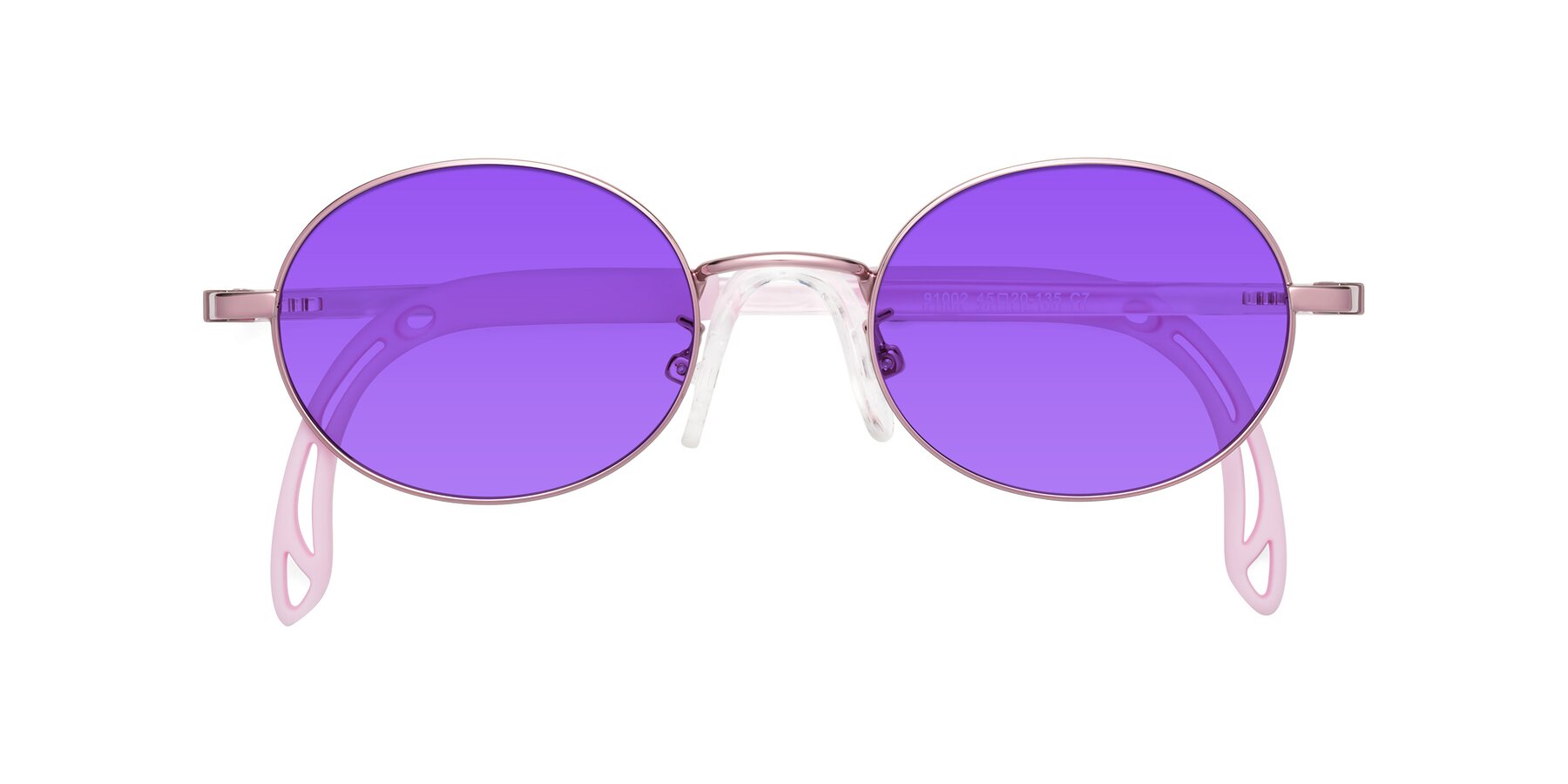 Folded Front of Pesci in Artist Pink with Purple Tinted Lenses