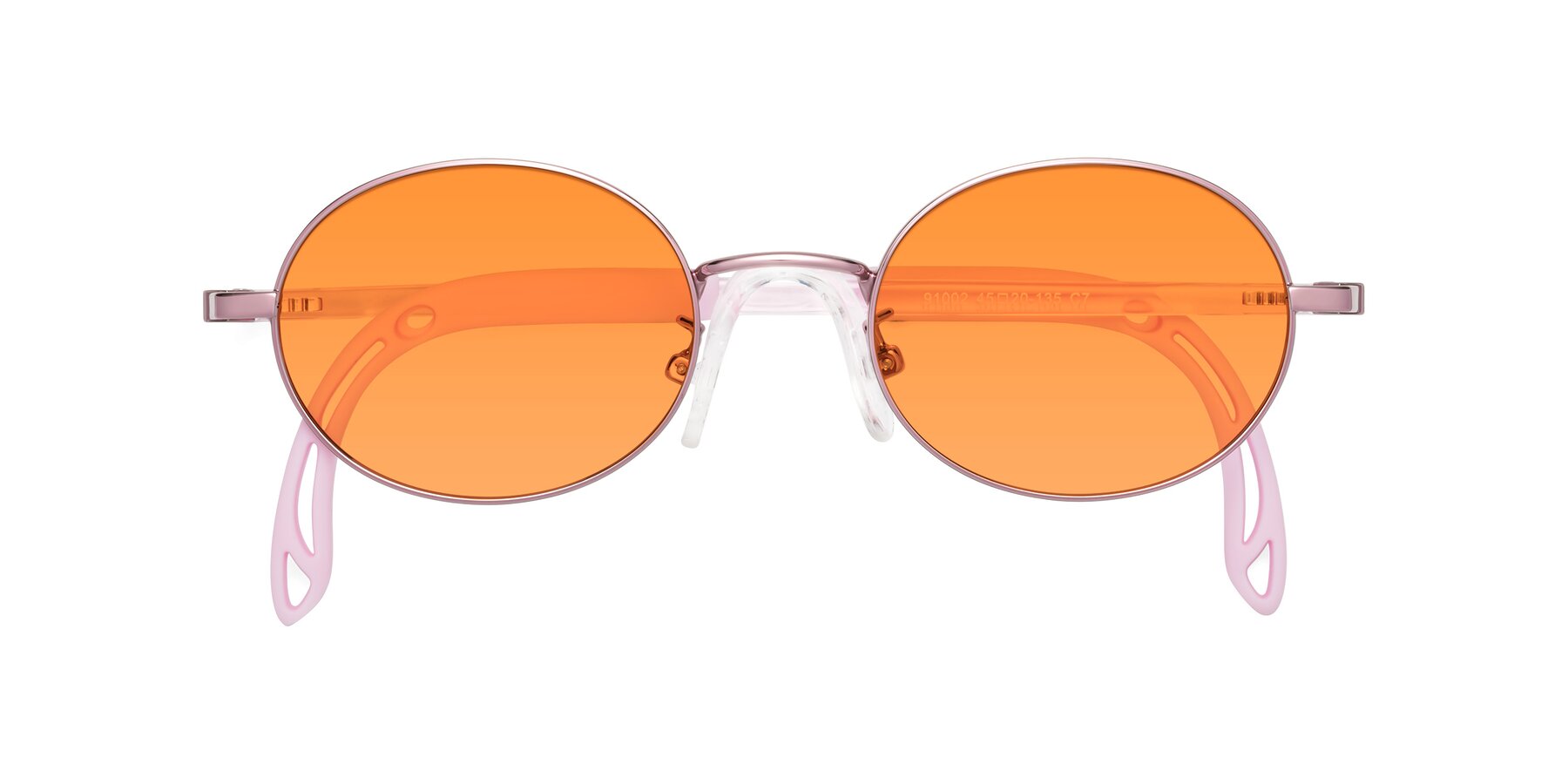 Folded Front of Pesci in Artist Pink with Orange Tinted Lenses