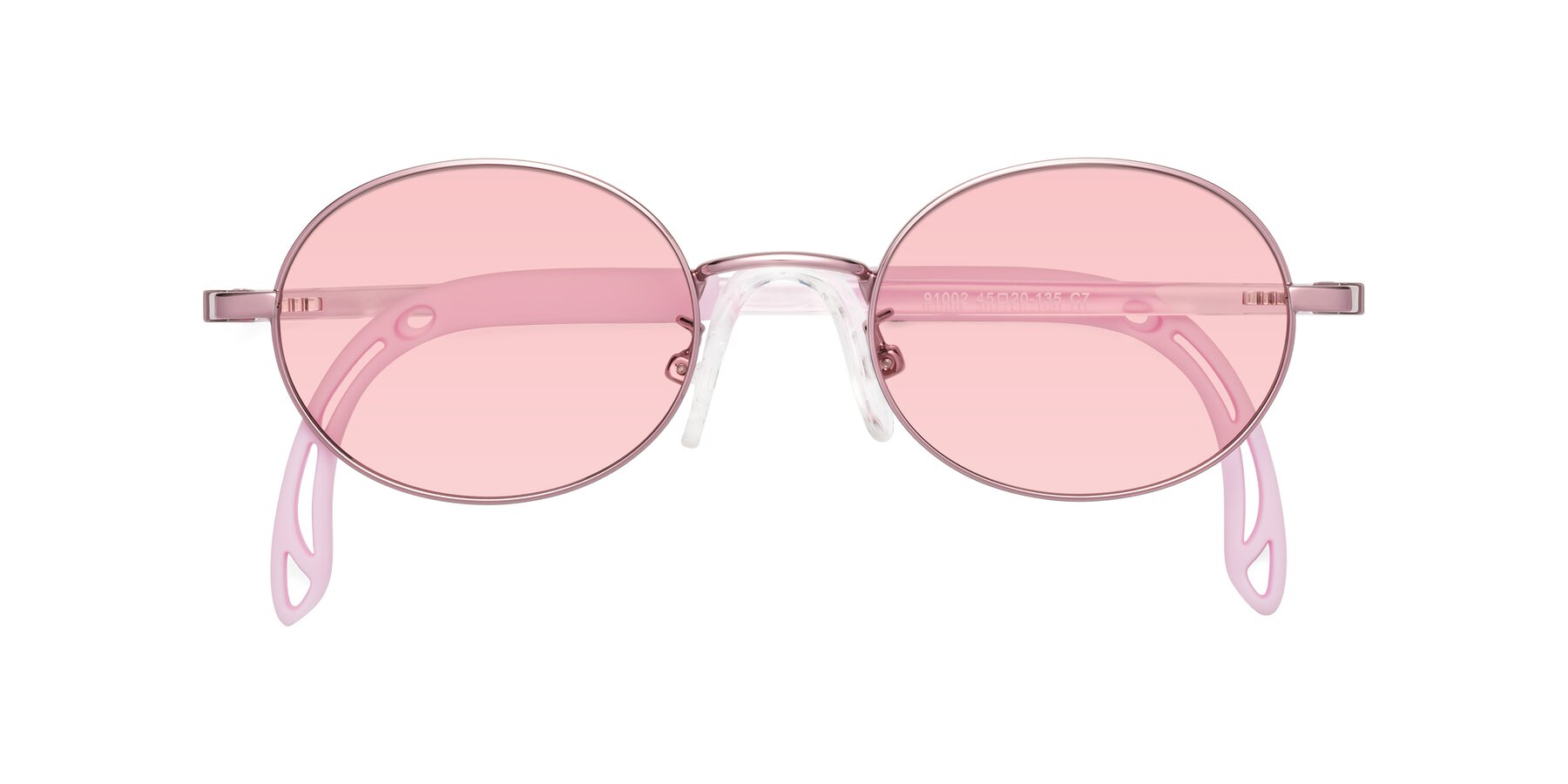 Folded Front of Pesci in Artist Pink with Light Garnet Tinted Lenses