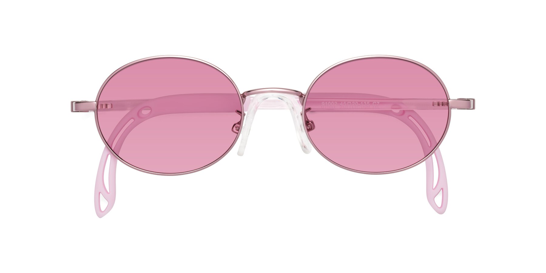 Folded Front of Pesci in Artist Pink with Medium Wine Tinted Lenses