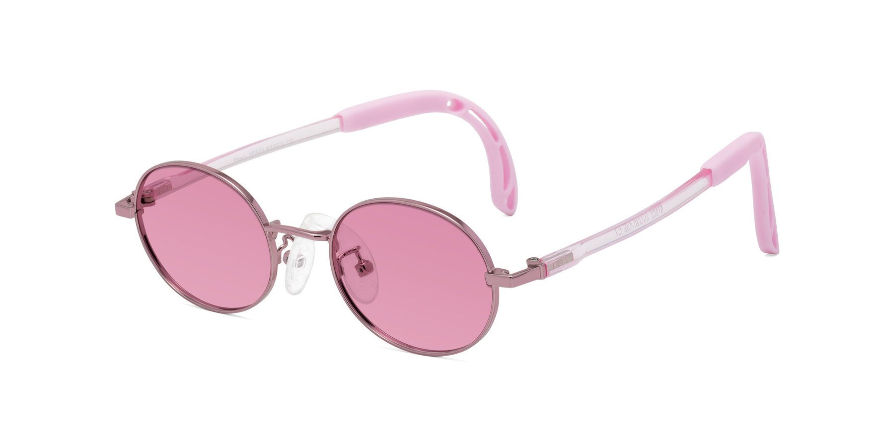 Angle of Pesci in Artist Pink with Medium Wine Tinted Lenses