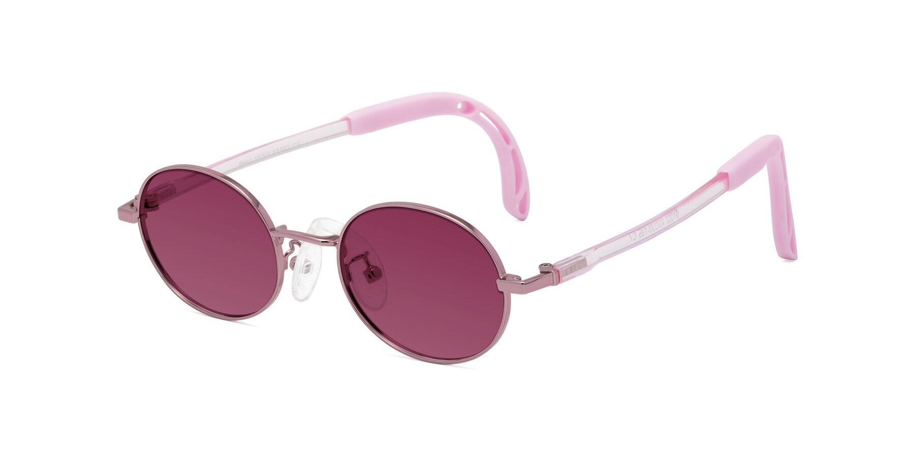 Angle of Pesci in Artist Pink with Wine Tinted Lenses