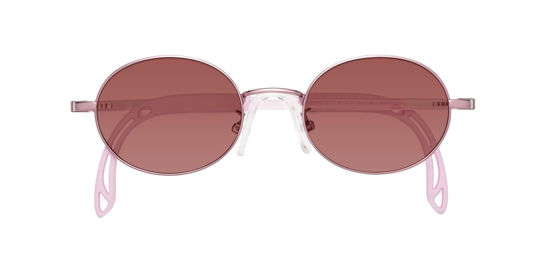 Folded Front of Pesci in Artist Pink with Garnet Tinted Lenses