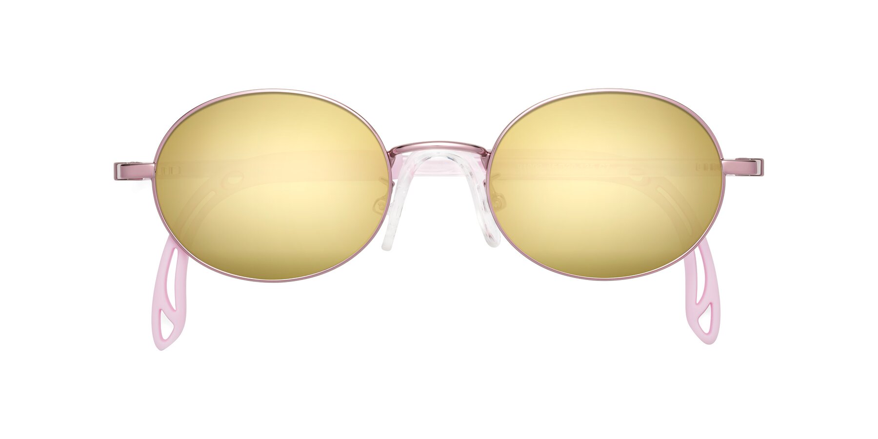 Folded Front of Pesci in Artist Pink with Gold Mirrored Lenses