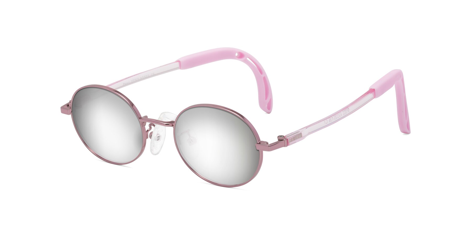 Angle of Pesci in Artist Pink with Silver Mirrored Lenses