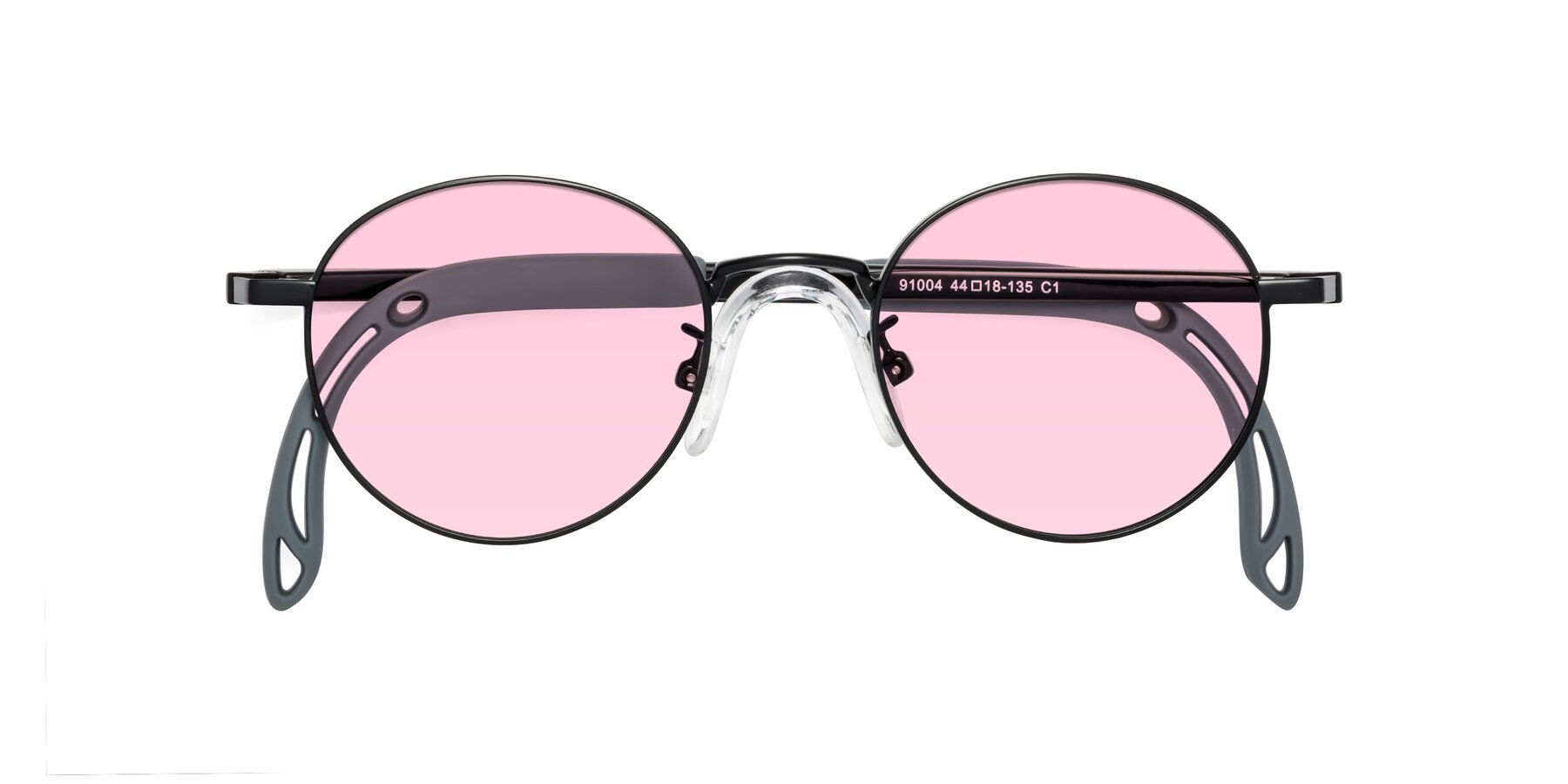 Folded Front of Macaulay in Ninja Black with Light Pink Tinted Lenses