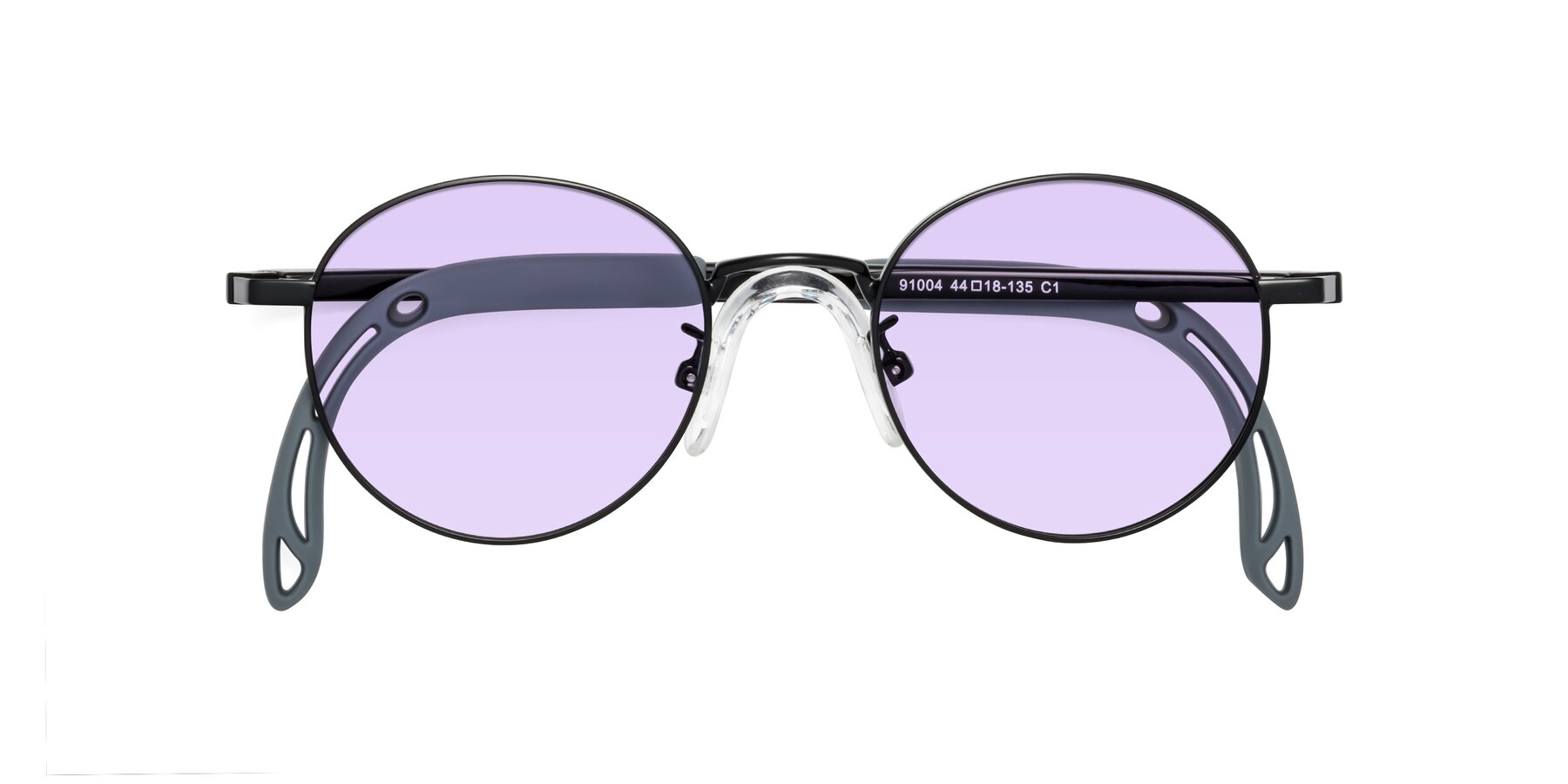 Folded Front of Macaulay in Ninja Black with Light Purple Tinted Lenses