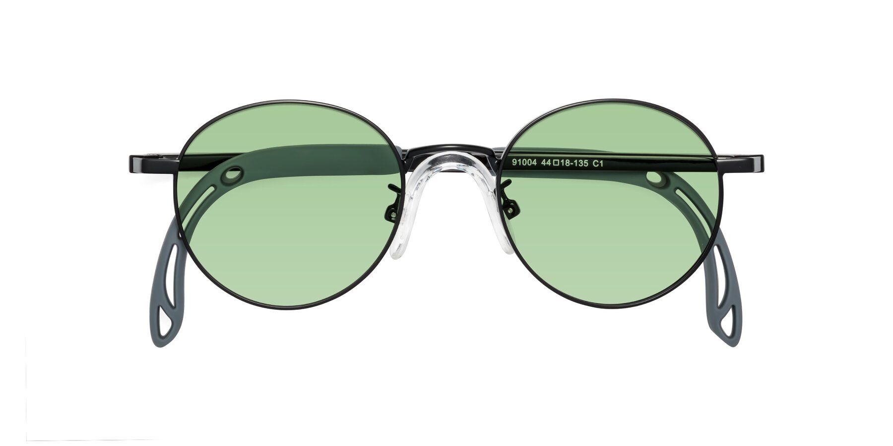 Folded Front of Macaulay in Ninja Black with Medium Green Tinted Lenses