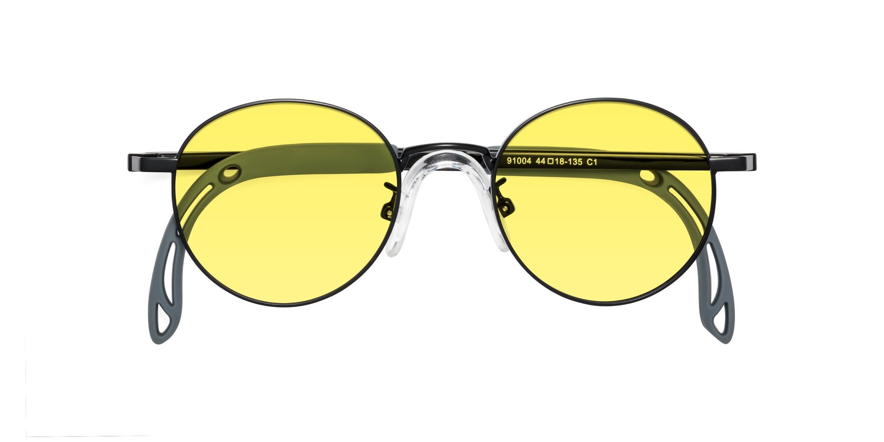 Folded Front of Macaulay in Ninja Black with Medium Yellow Tinted Lenses