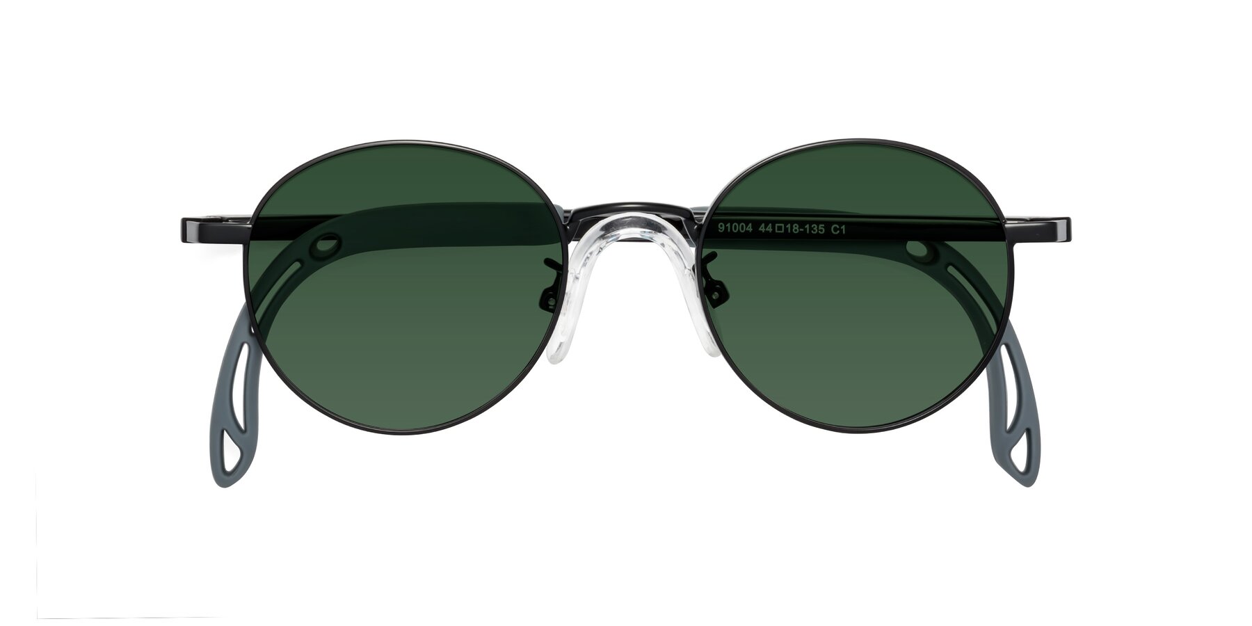 Folded Front of Macaulay in Ninja Black with Green Tinted Lenses