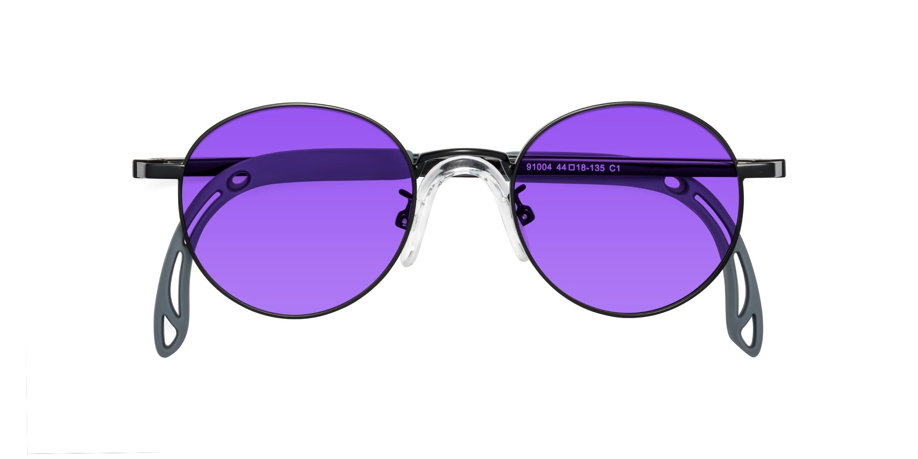 Folded Front of Macaulay in Ninja Black with Purple Tinted Lenses