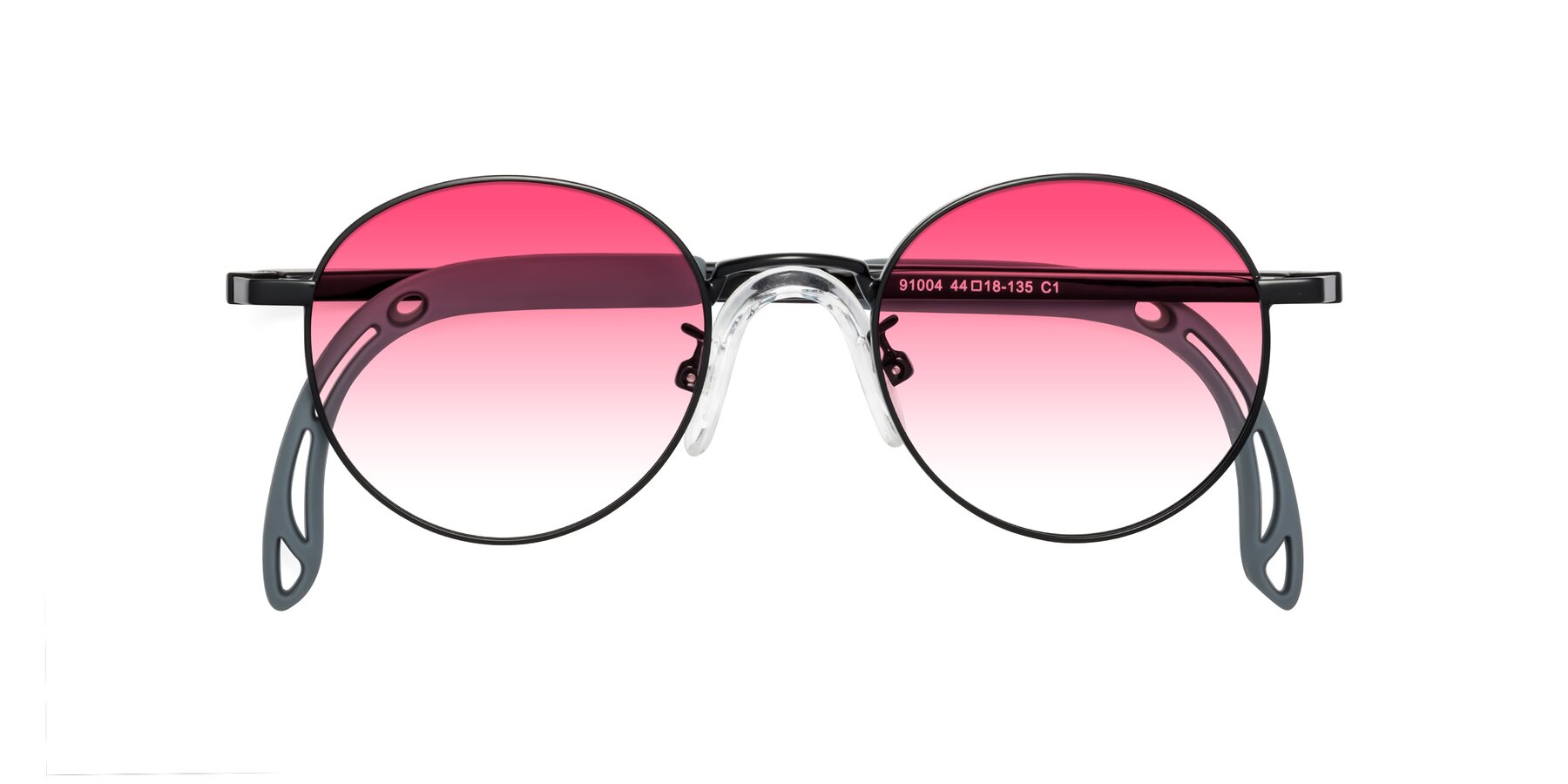 Folded Front of Macaulay in Ninja Black with Pink Gradient Lenses