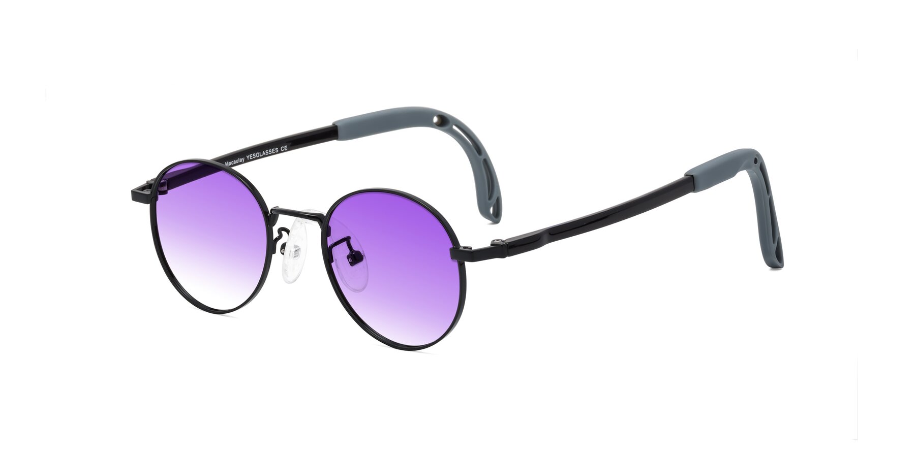 Angle of Macaulay in Ninja Black with Purple Gradient Lenses