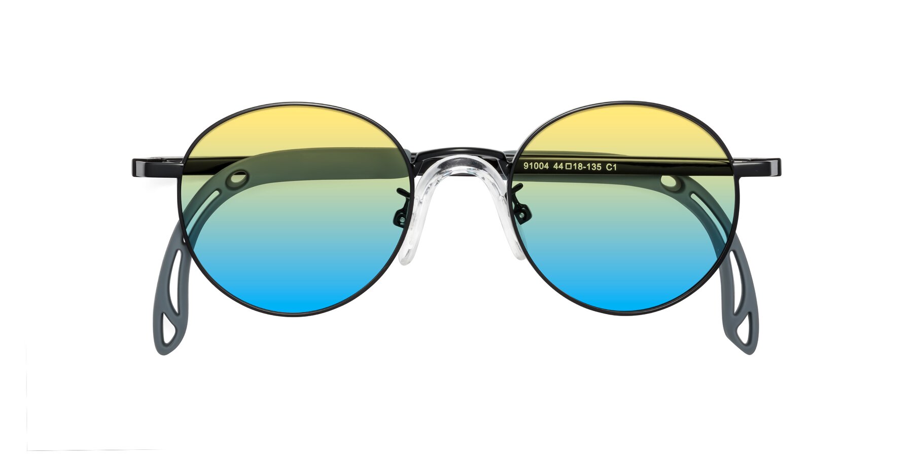 Folded Front of Macaulay in Ninja Black with Yellow / Blue Gradient Lenses