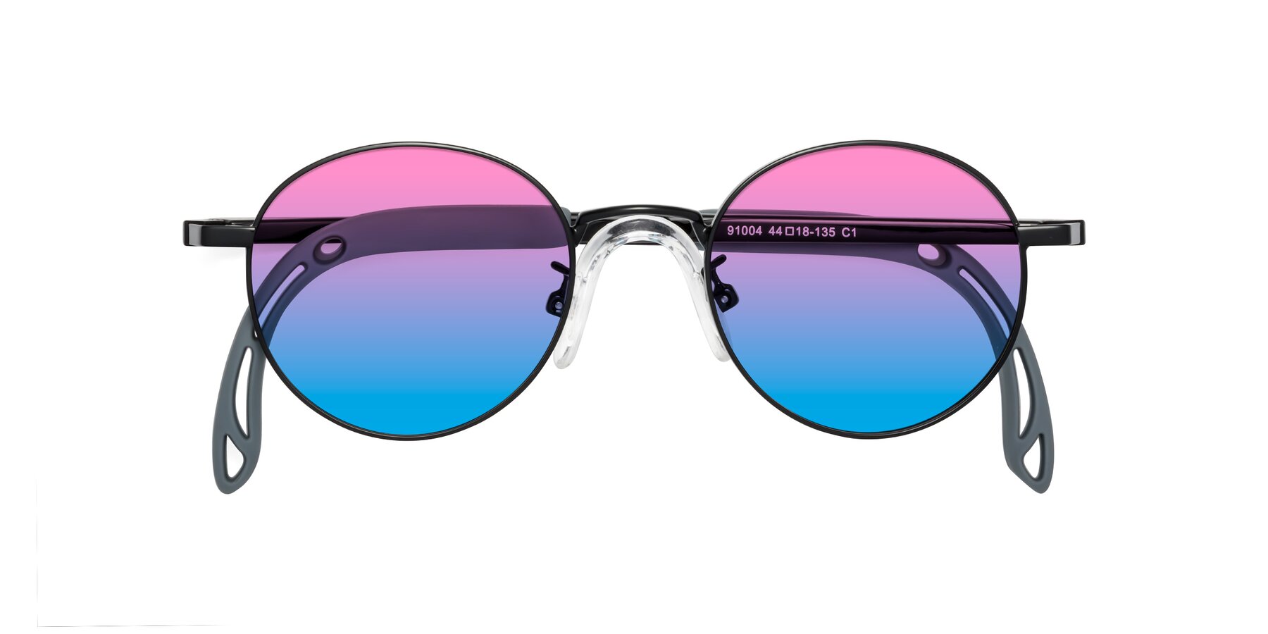 Folded Front of Macaulay in Ninja Black with Pink / Blue Gradient Lenses