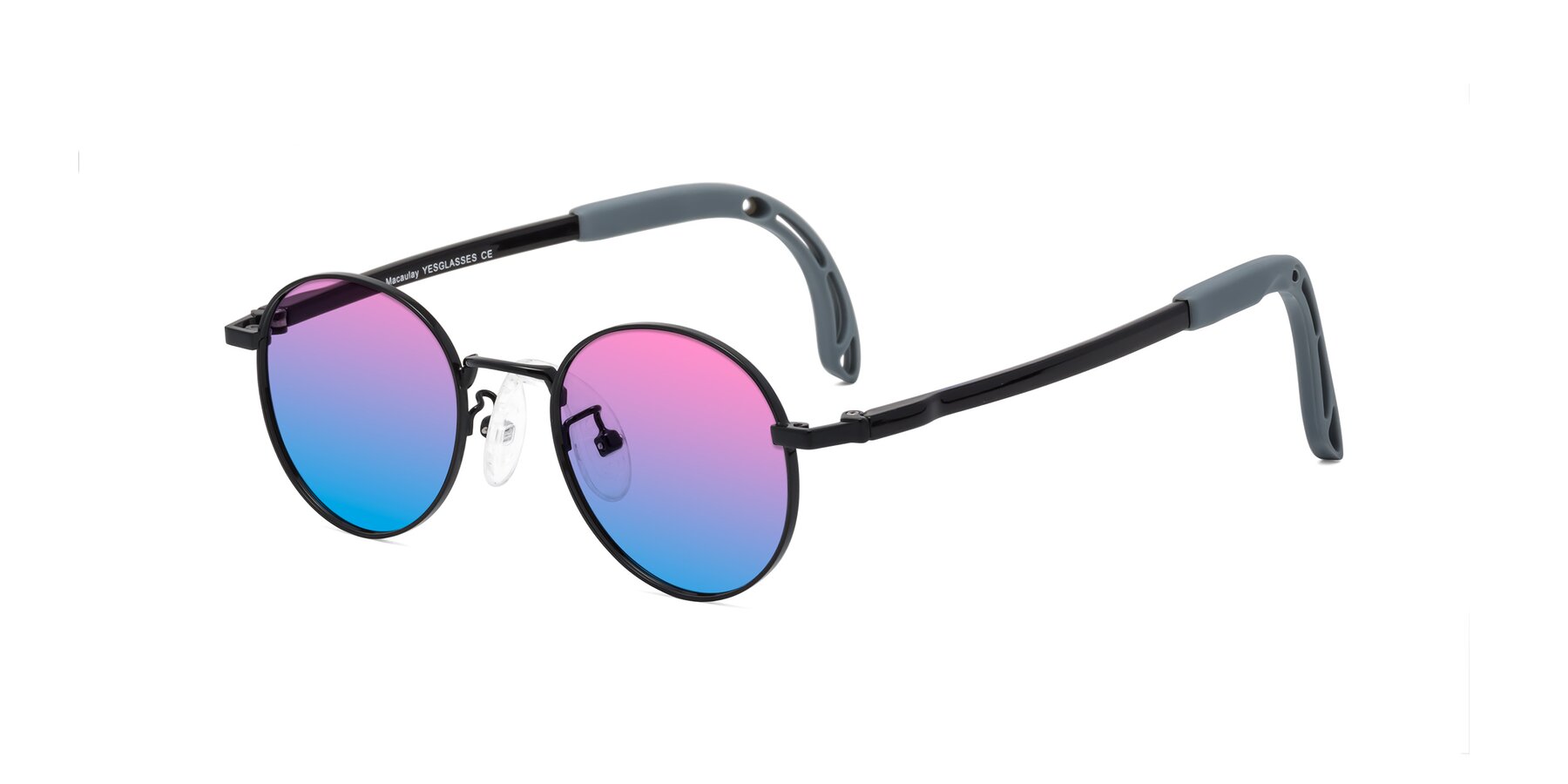 Angle of Macaulay in Ninja Black with Pink / Blue Gradient Lenses