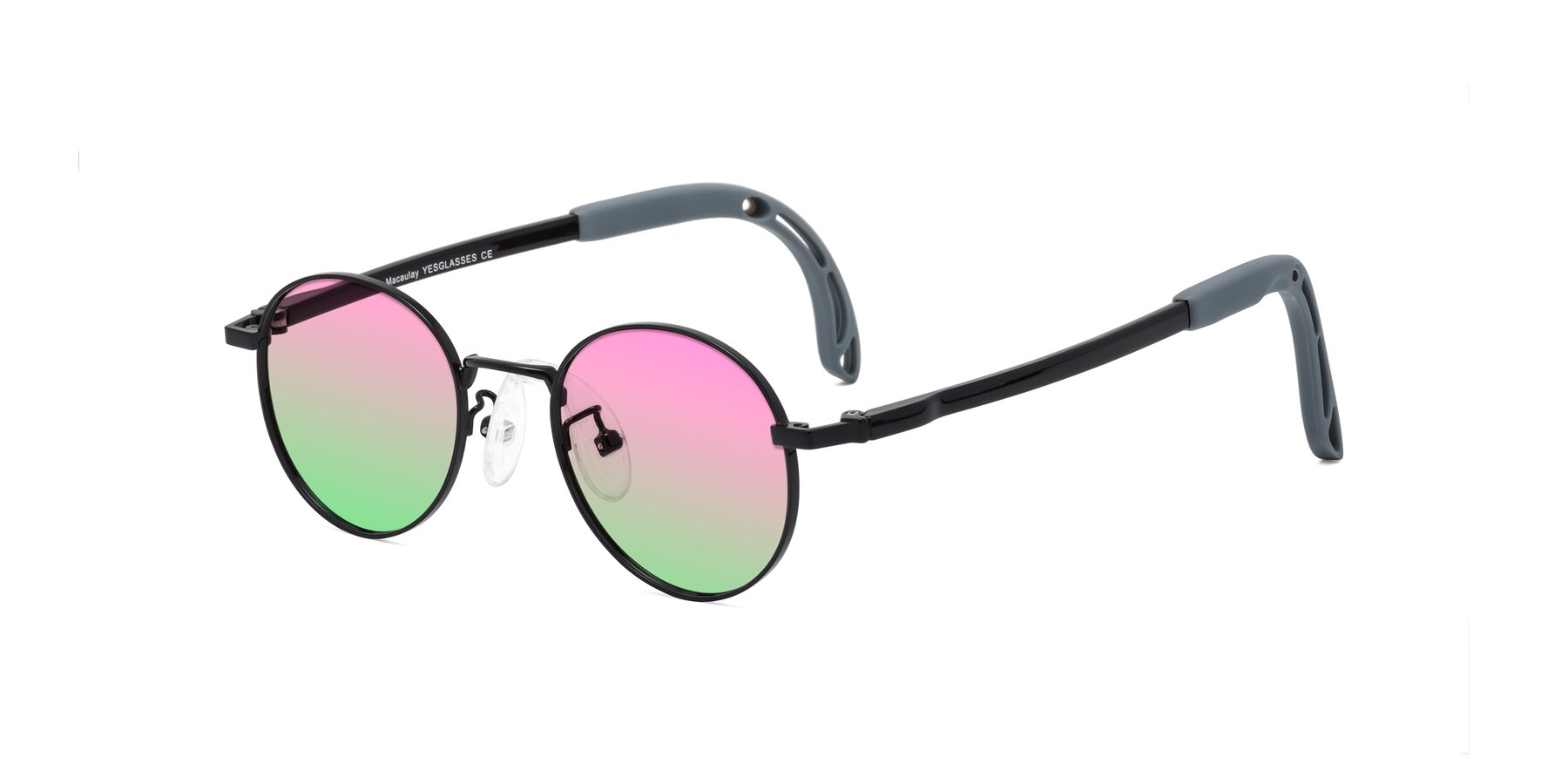 Angle of Macaulay in Ninja Black with Pink / Green Gradient Lenses