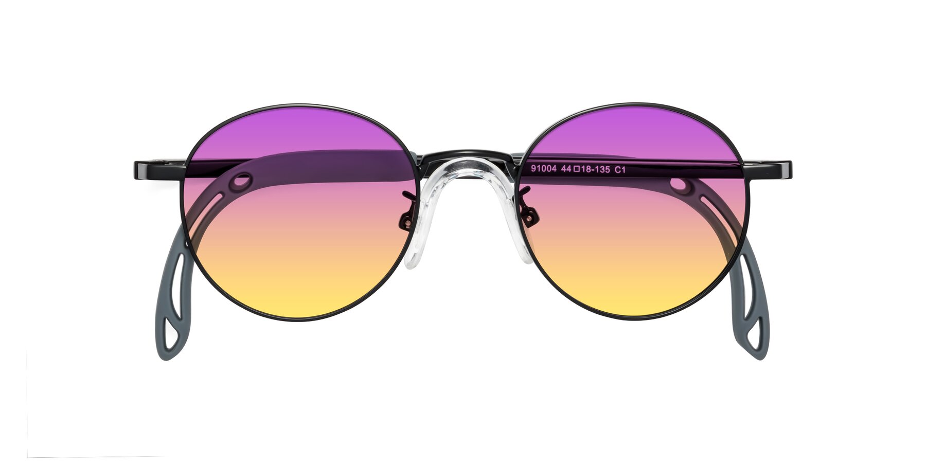 Folded Front of Macaulay in Ninja Black with Purple / Yellow Gradient Lenses