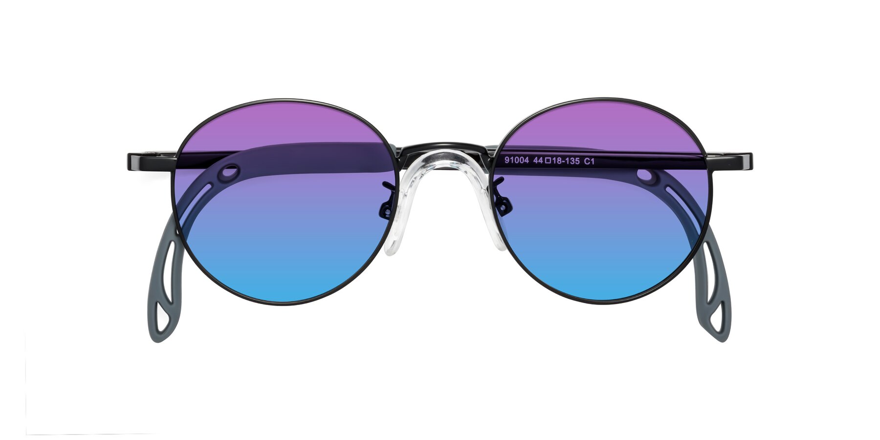 Folded Front of Macaulay in Ninja Black with Purple / Blue Gradient Lenses